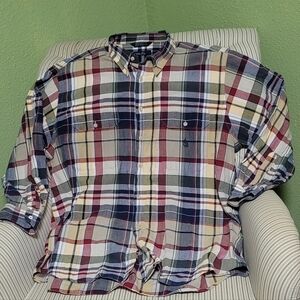 Nautica Vtg Big & Tall Men's Nautica Plaid Button-Down Shirt XLT